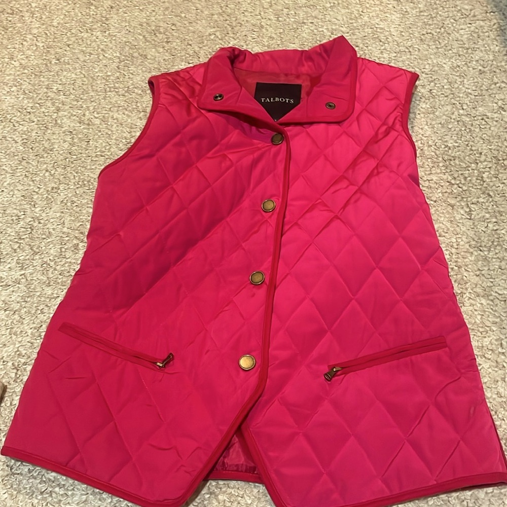 Talbots hot pink petite size small vest- like new!